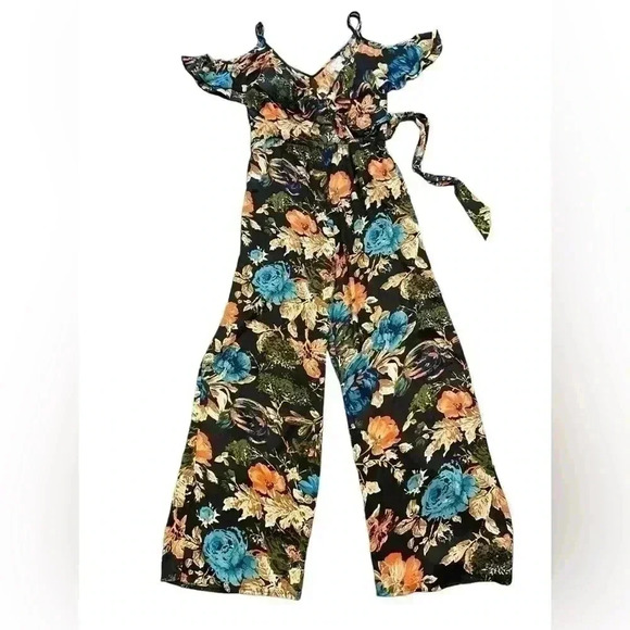Band of Gypsies Cold-Shoulder Peony Print Jumpsuit Size Medium - Picture 2 of 9